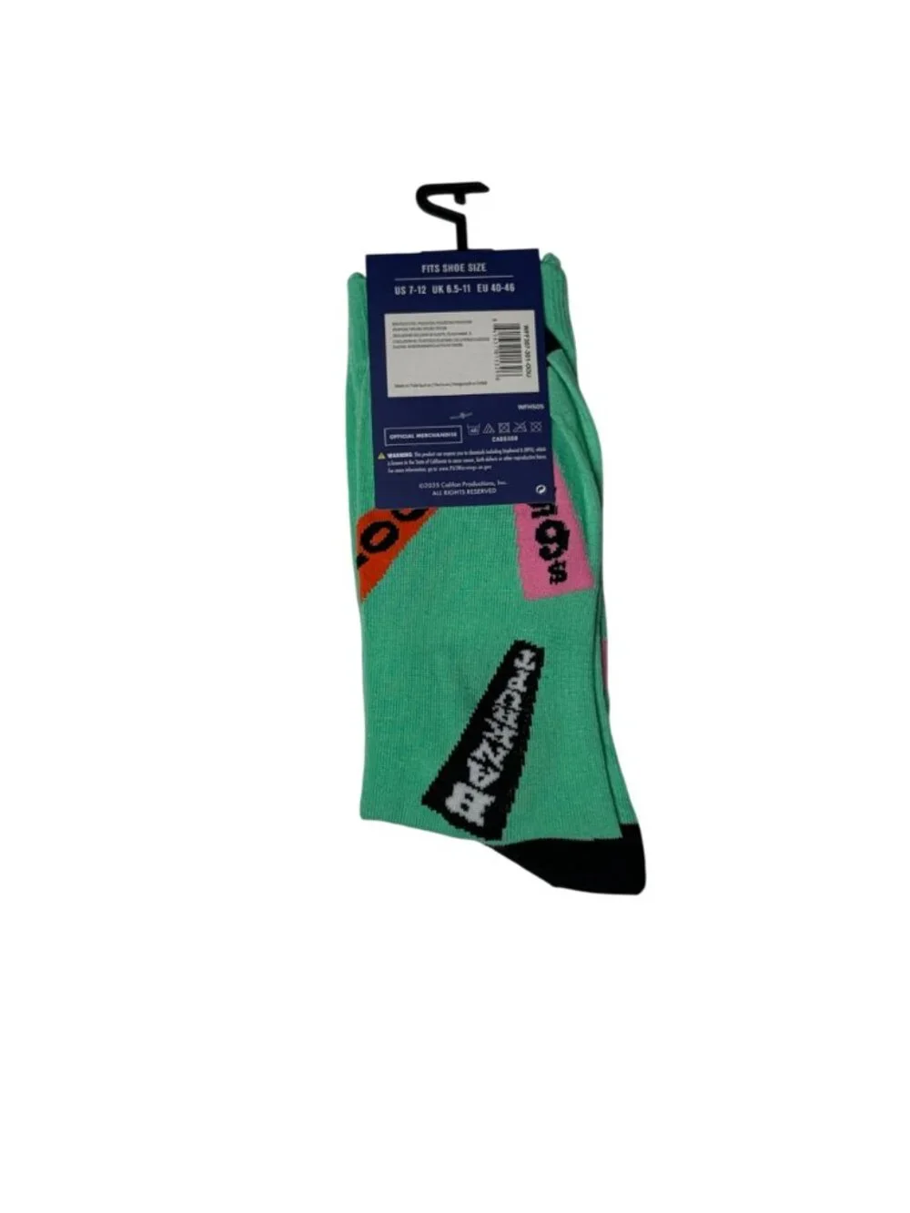 Wheel of Fortune Crew Socks Green One Size TV Game Show Novelty NWT